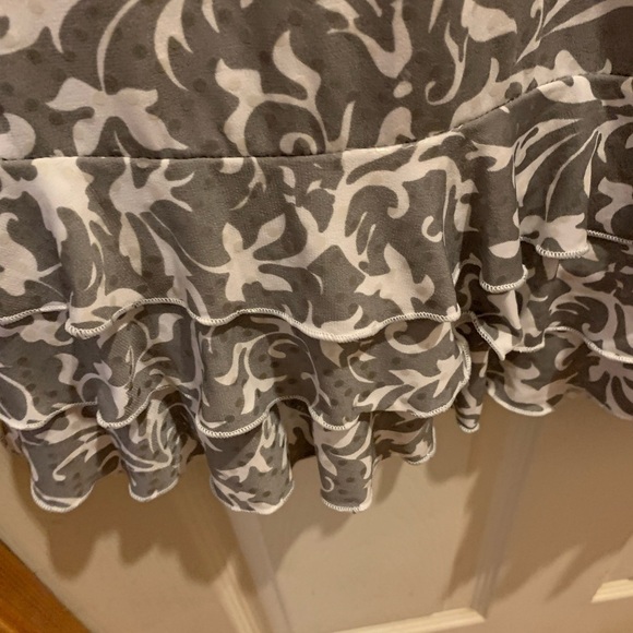 MSK Green White Sequined Floral Cutaway Sleeveless Ruffled-hem Flared Dress PL - Picture 5 of 5